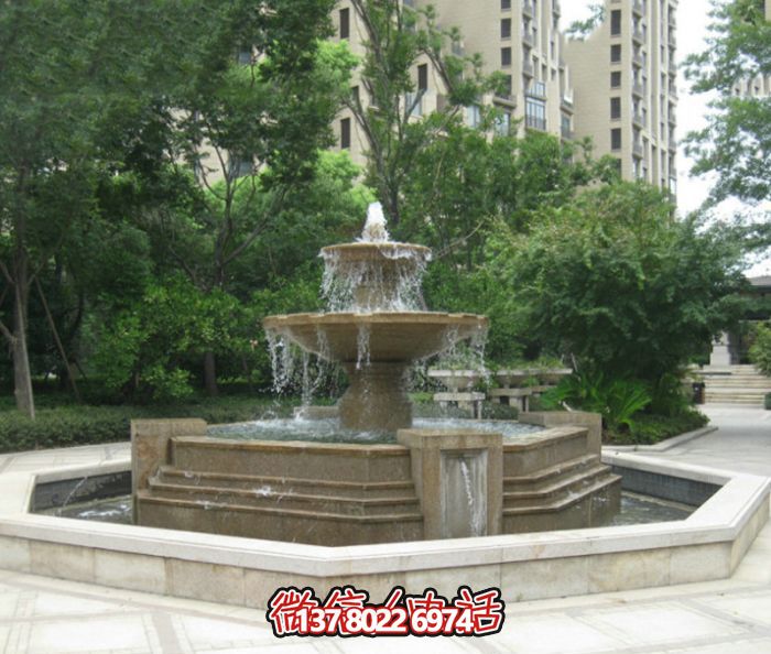 精美石雕大型噴泉，美化小區(qū)廣場景觀