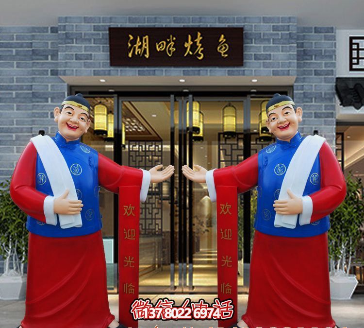 玻璃鋼精美彩繪迎賓雕塑，為您的酒店門(mén)口增添藝術(shù)氣息