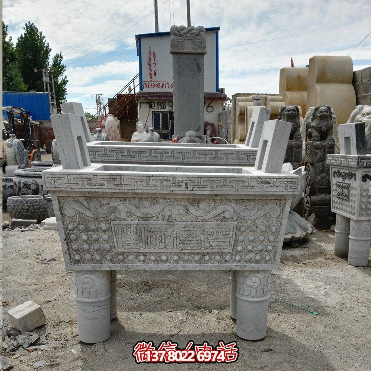 大型戶外石雕大理石香爐擺件，為園林景觀增添靈動(dòng)之美