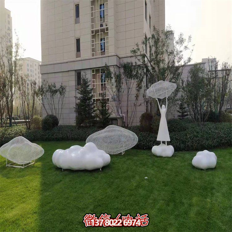 不銹鋼創(chuàng)意鏤空戶外園林祥云雕塑——美景美事，祈愿福氣