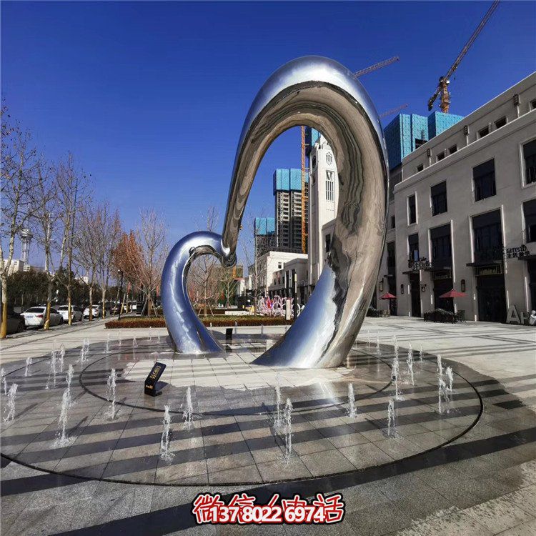 不銹鋼圓形雕塑精致工藝，拋光鏡面，抽象藝術(shù)