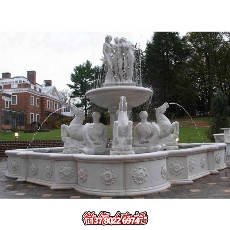 超大型大理石噴泉水景，營造完美別墅廣場