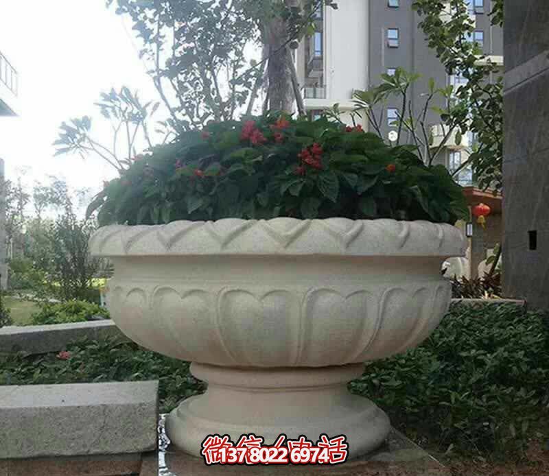 精美巨型大理石石雕花盆雕塑，讓你的別墅街道更加精彩
