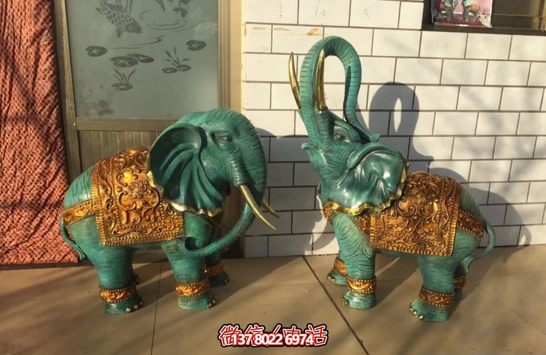 玻璃鋼大象彩繪雕塑，裝點室內(nèi)創(chuàng)意庭院