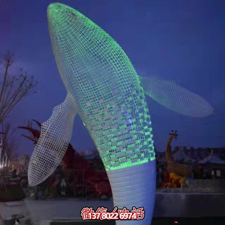 不銹鋼鯨魚雕塑景觀，營(yíng)造完美空間氛圍