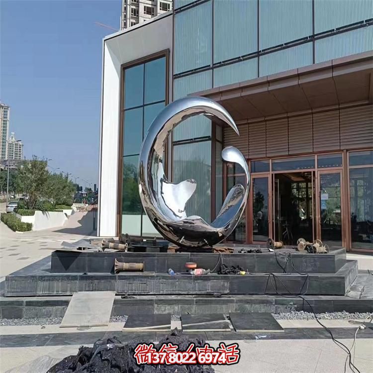 高端不銹鋼創(chuàng)意鏡面圓環(huán)雕塑，點綴酒店會所裝飾