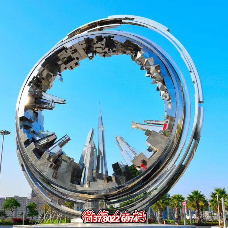 不銹鋼抽象齒輪雕塑，點綴園林景觀