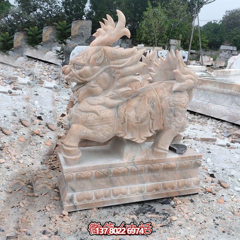 傳承古老文化，精美大理石麒麟雕塑