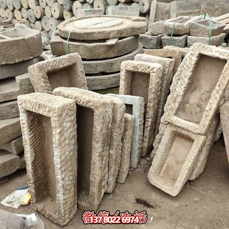 經(jīng)典石雕老石槽，點綴青石園林景觀