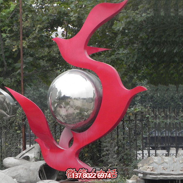不銹鋼抽象鴿子雕塑，為您的園林景觀增添高雅氣息