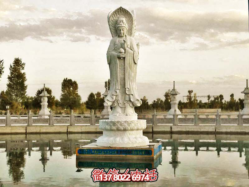 大型漢白玉石雕觀音雕塑，讓你的戶外景區(qū)更加完美