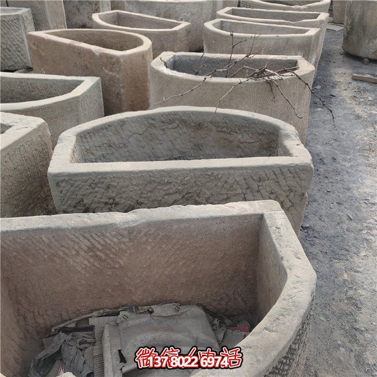 經(jīng)典老石雕，精美大理石槽，美化園林景觀