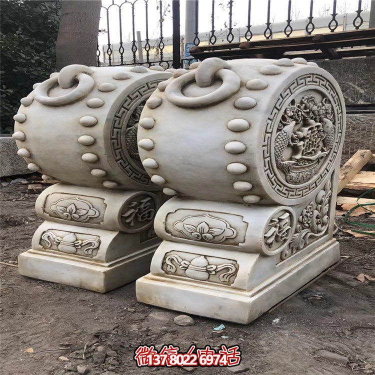 精美大理石石雕抱鼓雕塑，讓庭院門口煥然一新