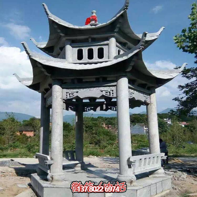 優(yōu)雅雙層石雕涼亭，給您的園林添彩