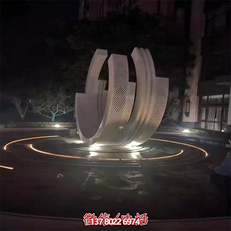 不銹鋼噴泉雕塑裝飾擺件，點(diǎn)綴售樓小區(qū)的美麗