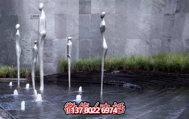不銹鋼抽象噴泉雕塑，景觀創(chuàng)意裝置