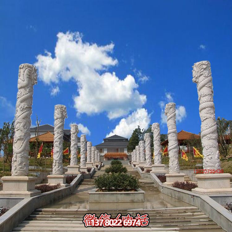 漢白玉龍柱石雕，傳承中華園林文化精髓