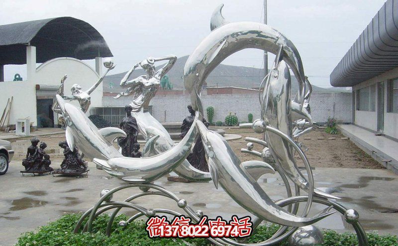 一群活躍海豚，為游樂園帶來更多樂趣——不銹鋼海豚雕塑