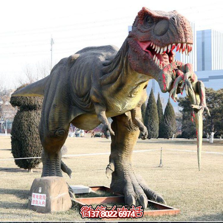 玻璃鋼仿真恐龍雕像，為動(dòng)物園、園林等戶外場(chǎng)所擺放