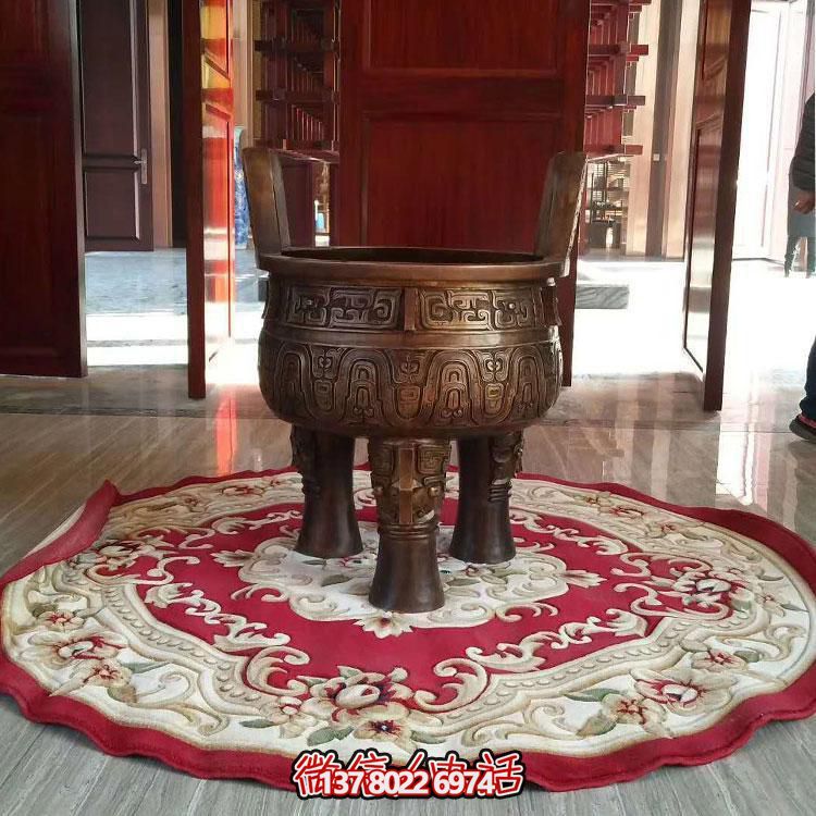 純銅鼎仿古香爐擺件，圓潤家居裝飾