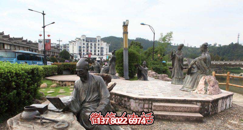 古典玻璃鋼雕塑銅仿男子讀書(shū)雕塑