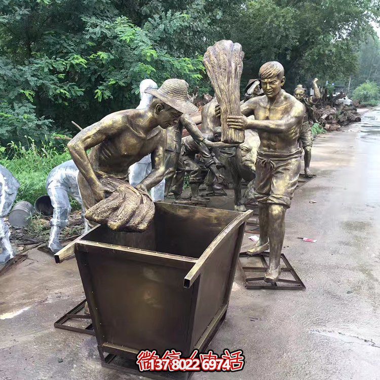 中國民俗——打麥子、勞動(dòng)、人物雕塑