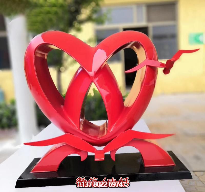 不銹鋼愛心雕塑，裝飾公園擺件
