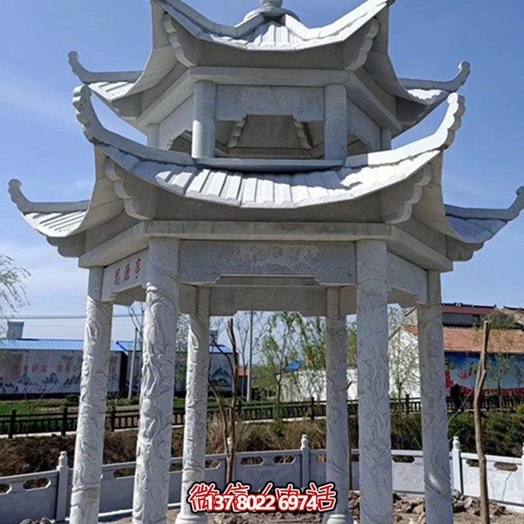 精美大理石石雕涼亭，打造完美的戶外園林景觀
