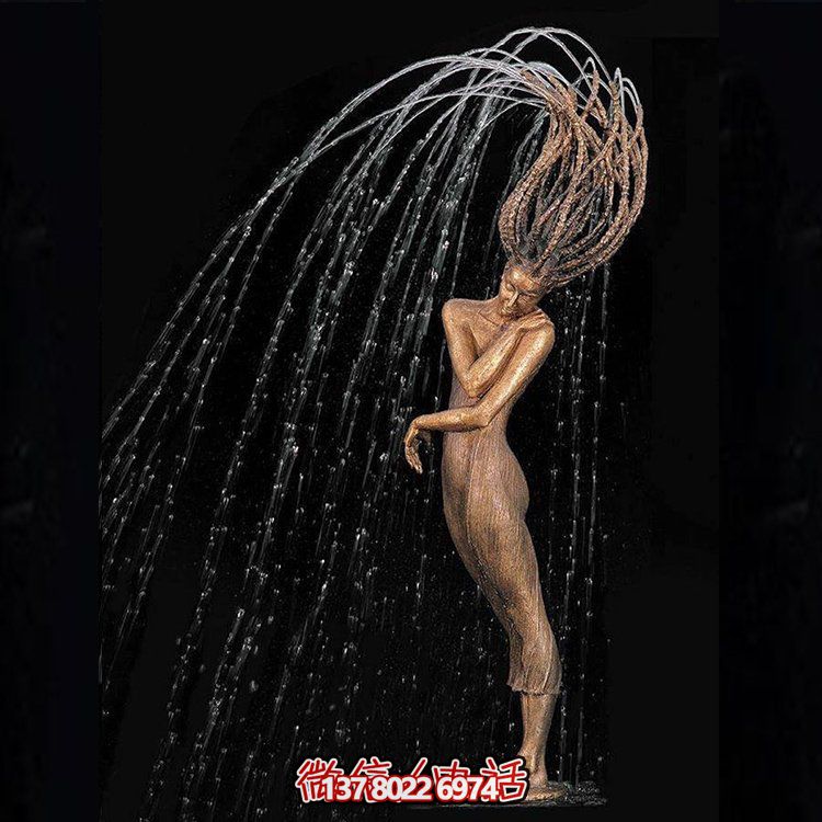 鑄銅人物噴泉裝飾，創(chuàng)意雕塑，酒店裝飾的新寵