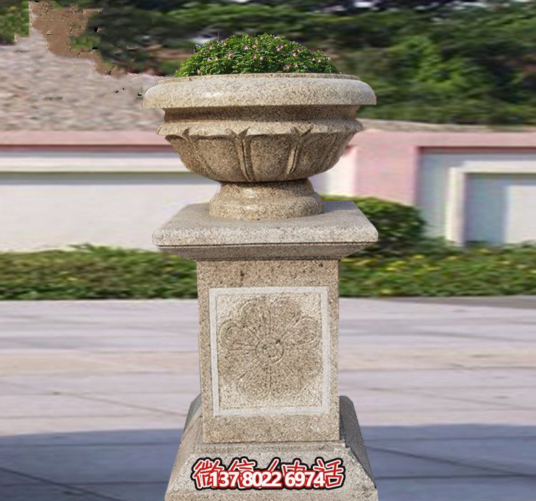 精美石雕花缽，添彰歐式庭院裝飾