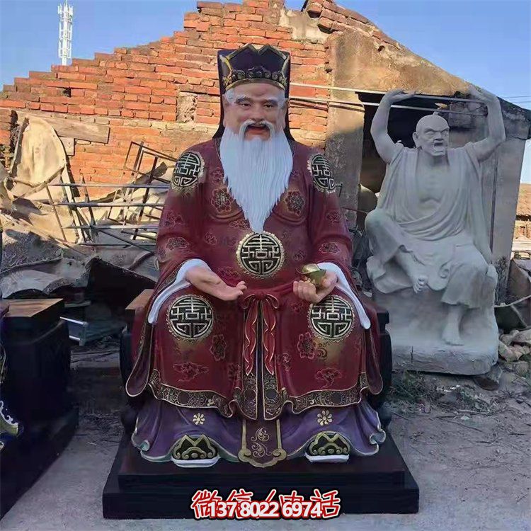 玻璃鋼彩繪財(cái)神雕塑，為景區(qū)寺廟供奉