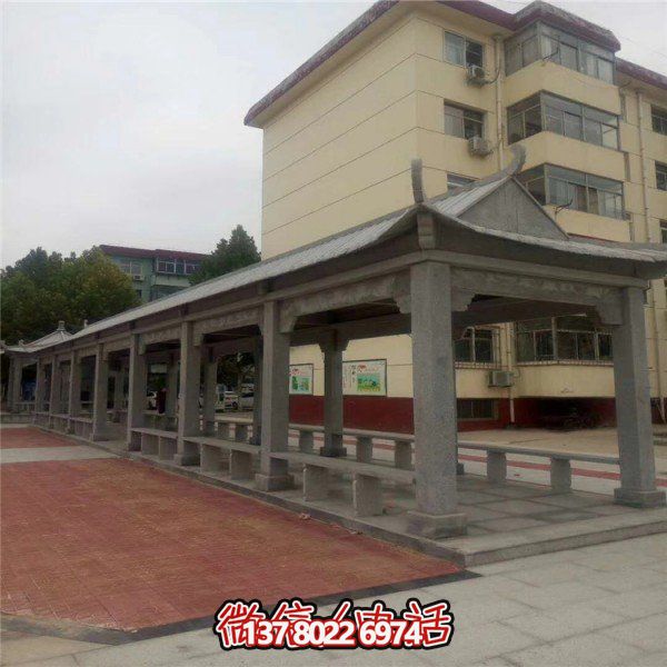 仿古建筑石雕長廊亭子，打造文化小區(qū)廣場雕塑