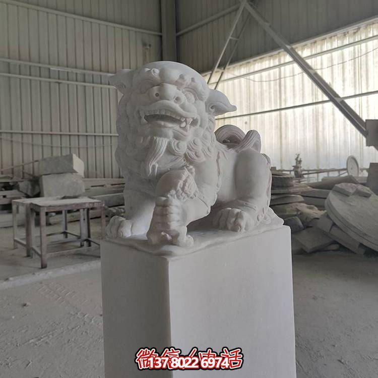 精美大理石石雕石獅子擺件，裝點庭院門口