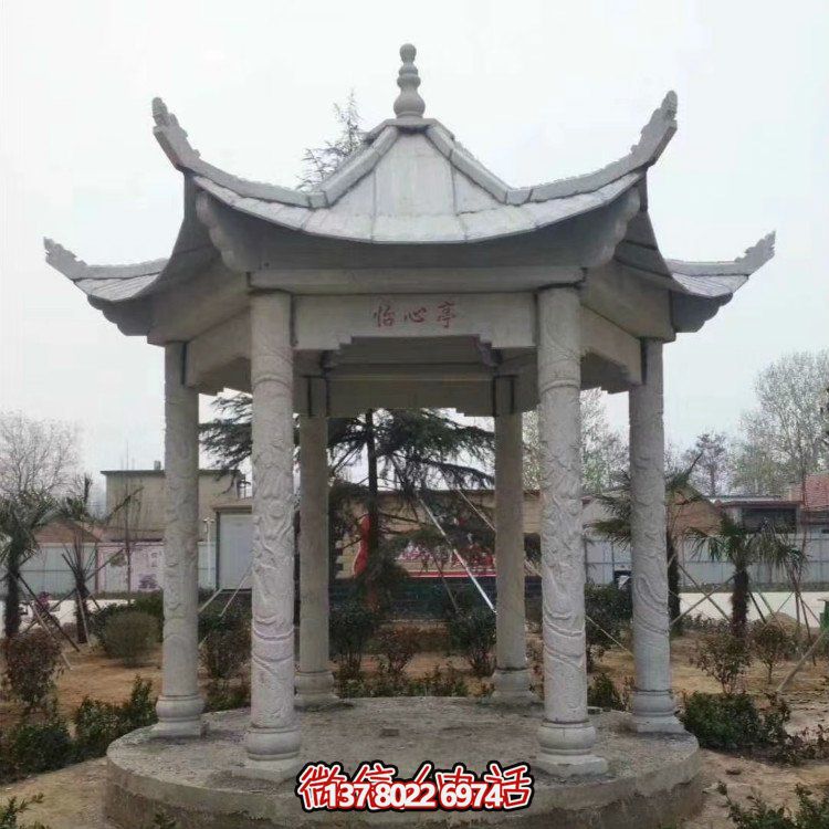 青石仿古石雕涼亭，營造寧靜田園風(fēng)情