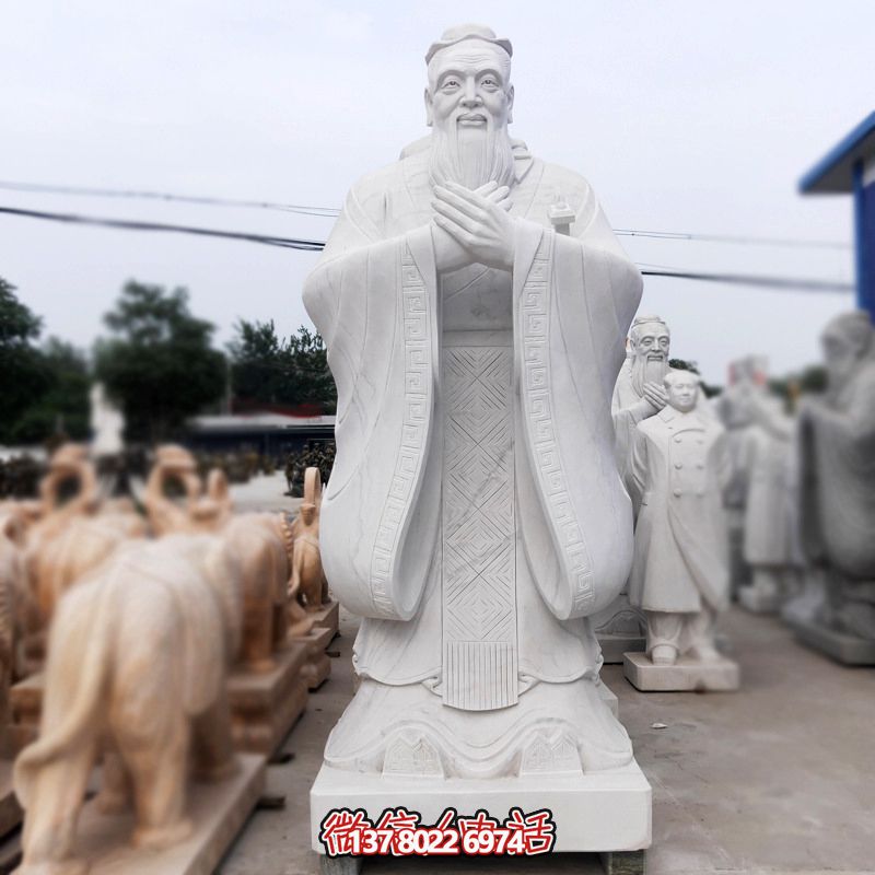 漢白玉孔子雕塑傳承中華文化，融入創(chuàng)意景區(qū)