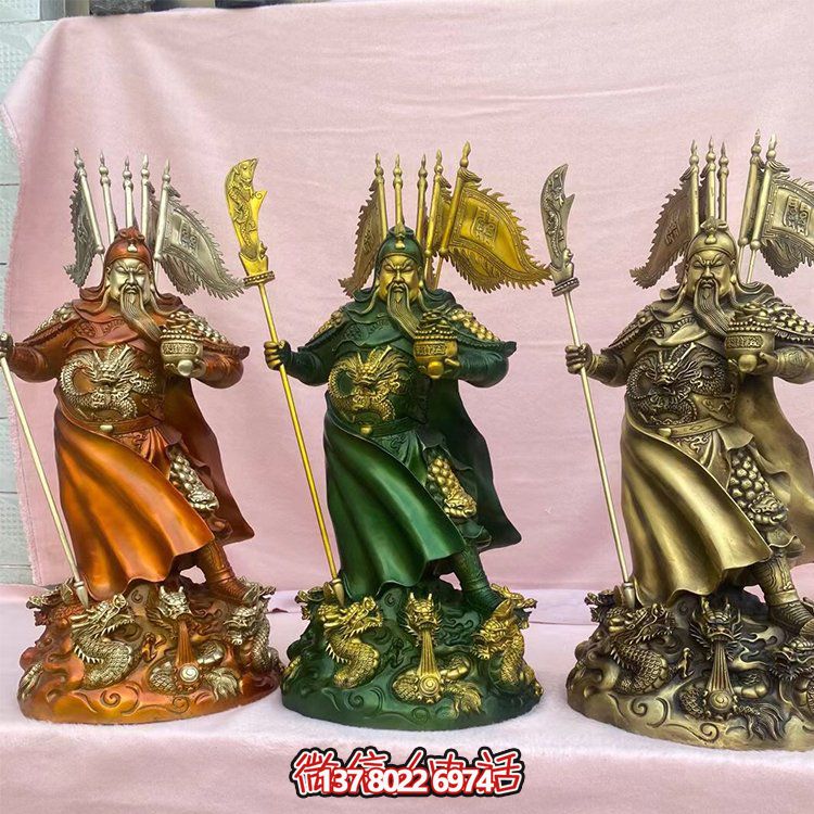 銅雕關公擺件，家居供奉雕塑裝飾