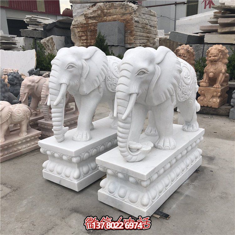 大理石石雕大型動(dòng)物雕塑，點(diǎn)綴庭院別墅門口