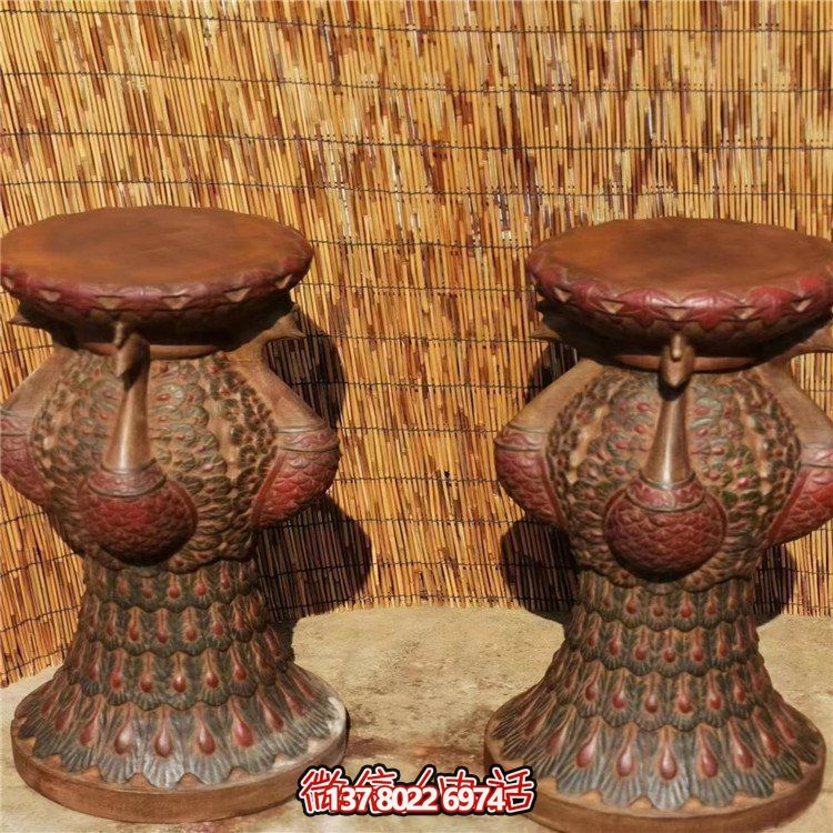 手工民俗精美青石孔雀花幾花架，打造寧靜優(yōu)雅的庭院室內(nèi)擺件