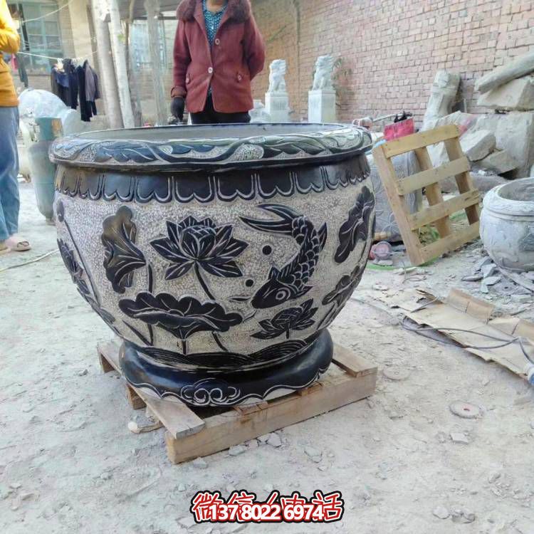 天然石頭缸，仿古雕刻，裝點家園