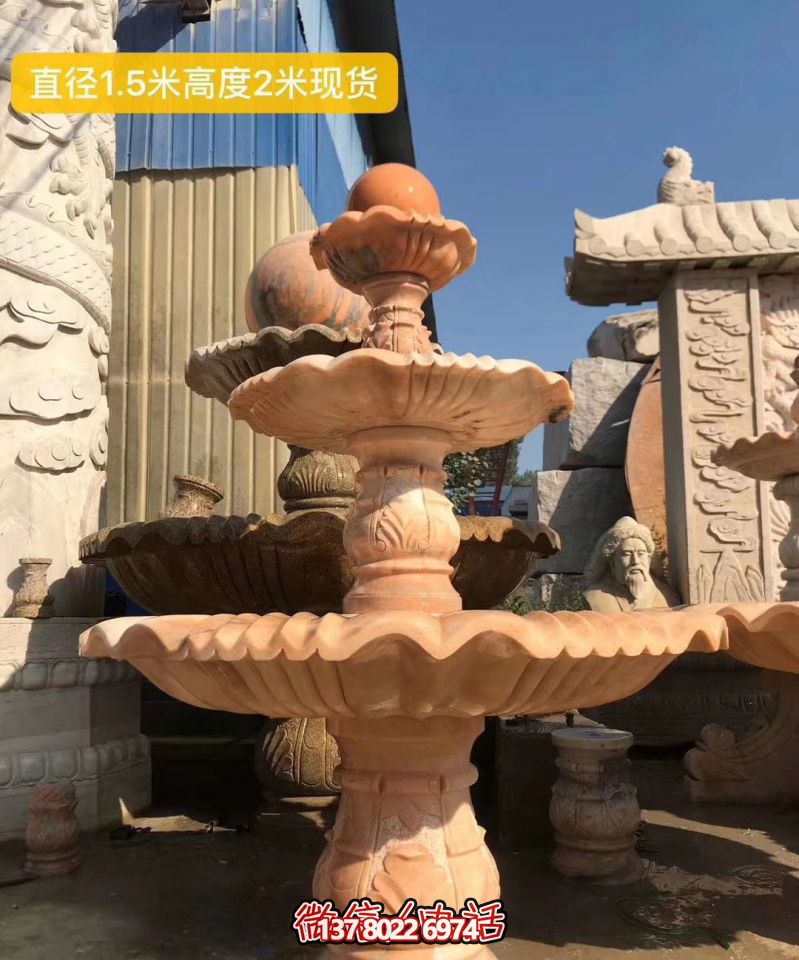 紅色晚霞風(fēng)水球石雕景觀噴泉，點亮小區(qū)美景