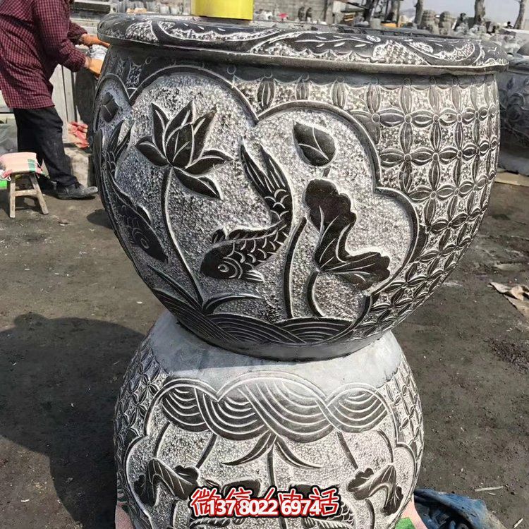 古典中式仿古石雕花盆，為您的庭院增添古風(fēng)雅致