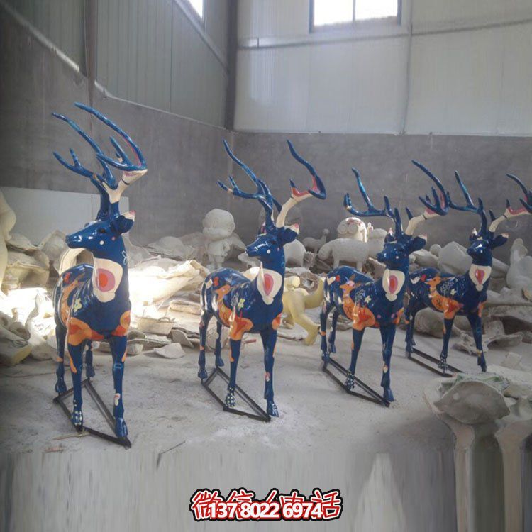 玻璃鋼梅花鹿彩繪擺件，把園林景觀裝點(diǎn)出夢幻色彩