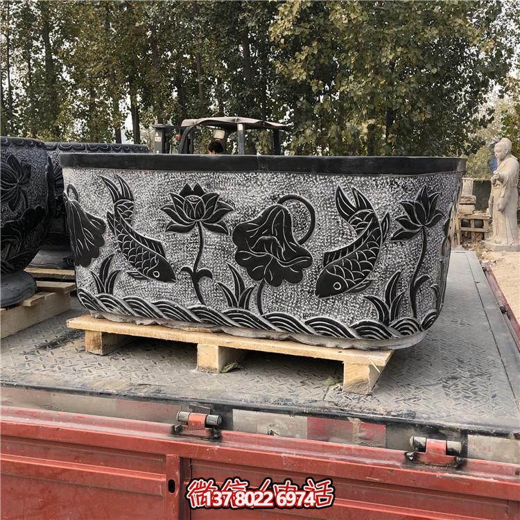 精美青石雕刻橢圓花盆，打造完美庭院戶外環(huán)境