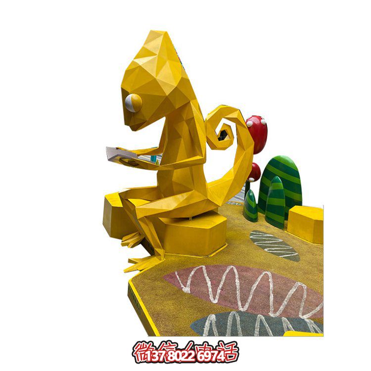 玻璃鋼卡通人物雕塑，為兒童樂園擺放的看書椅