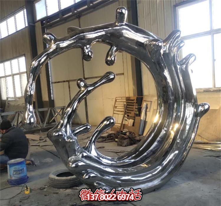 不銹鋼海浪雕塑，鏡面裝飾公園