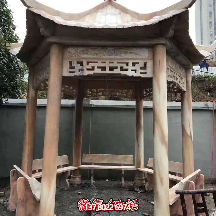 天然紅木雕刻涼亭，打造復(fù)古中式庭院休閑石亭