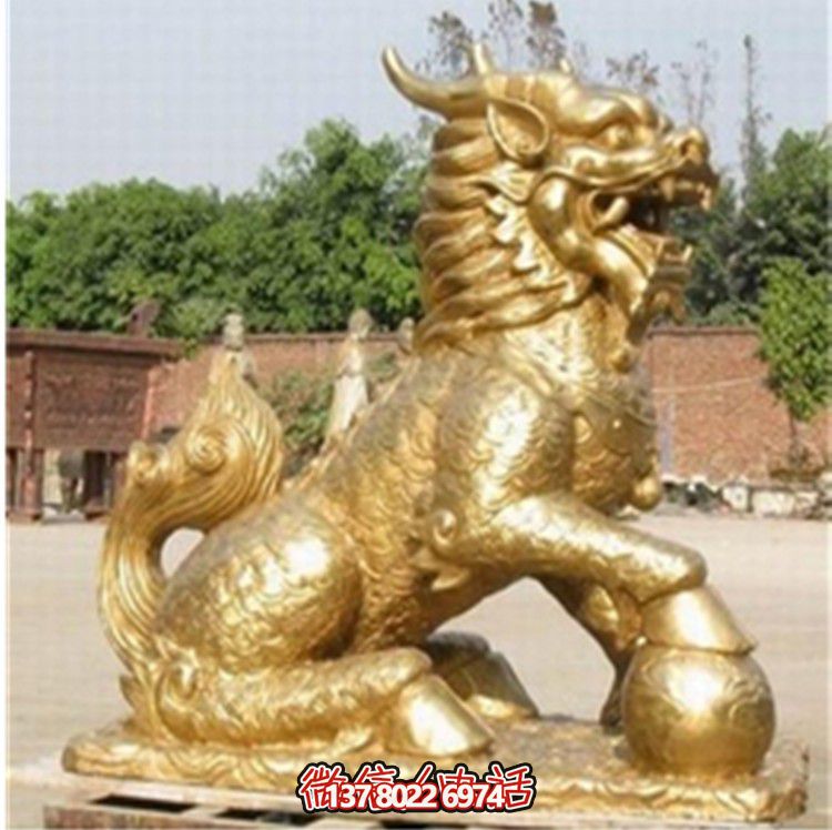 大型不銹鋼麒麟雕塑精美噴金神獸 大型不銹鋼麒麟雕塑精美噴金神獸