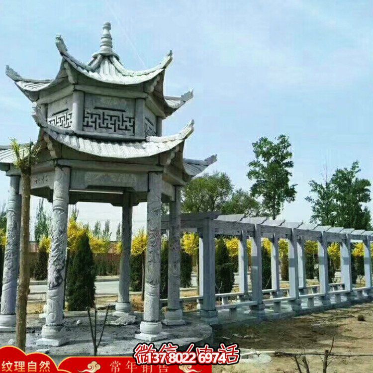 甄選優(yōu)質(zhì)大理石雙層涼亭，精美絕倫的雕塑美景