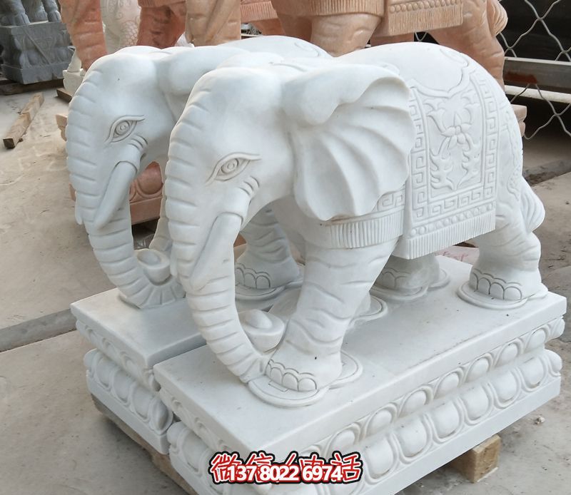 漢白玉雕塑，招財大象，令您鎮(zhèn)宅景區(qū)庭院更加迷人