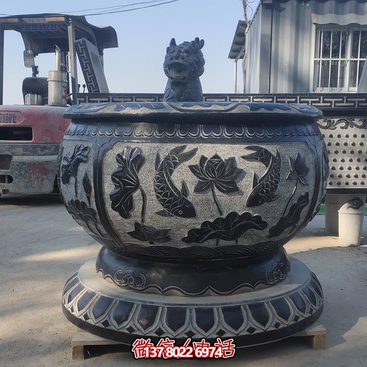 大理石石雕戶(hù)外園林景觀庭院魚(yú)缸擺件